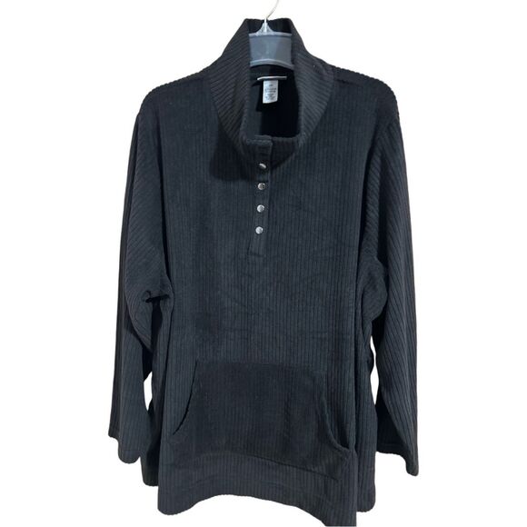 Catherines Tops - Catherines Size 3XWP Long Sleeve Tunic Top Front Snap Tunnel Pocket